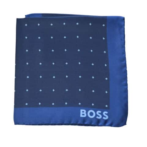 Μεταξωτό μαντήλι Boss, μεγάλο με πλευρά 45 εκ, μπλε με σχέδιο