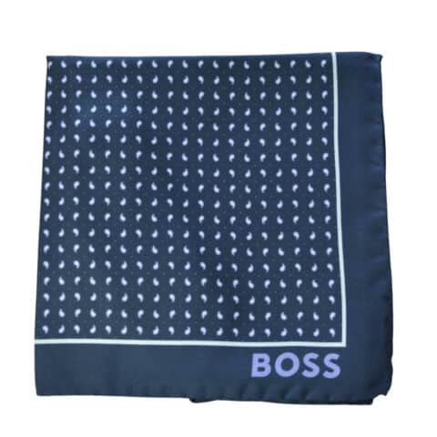 Μεταξωτό μαντήλι Boss, μεγάλο με πλευρά 45 εκ, μπλε με σχέδιο