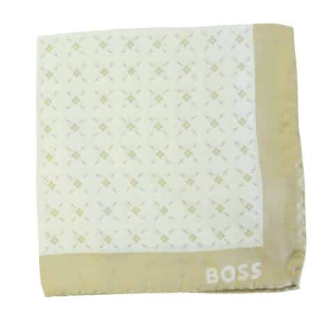 Mαντήλι Boss ivory-εκρού με μικροσχέδιο από Μετάξι και Βισκόζη 33 εκ.