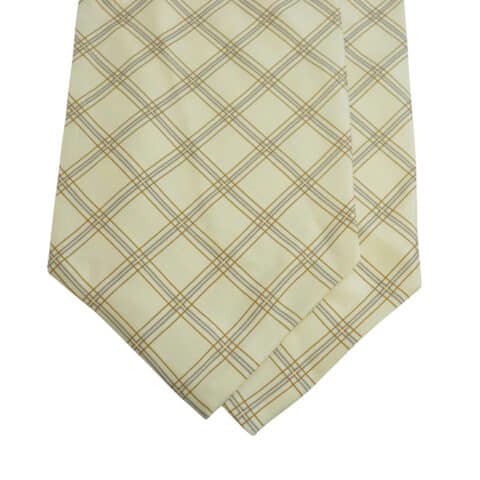 Μεταξωτό Ascot εκρού με καφέ windowpane καρό
