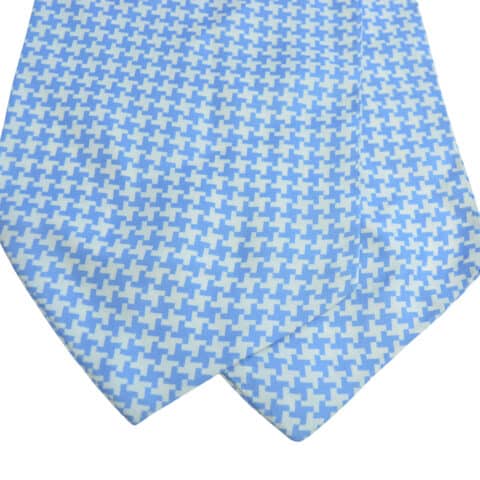 Μεταξωτό Ascot γαλάζιο με άσπρο καρό