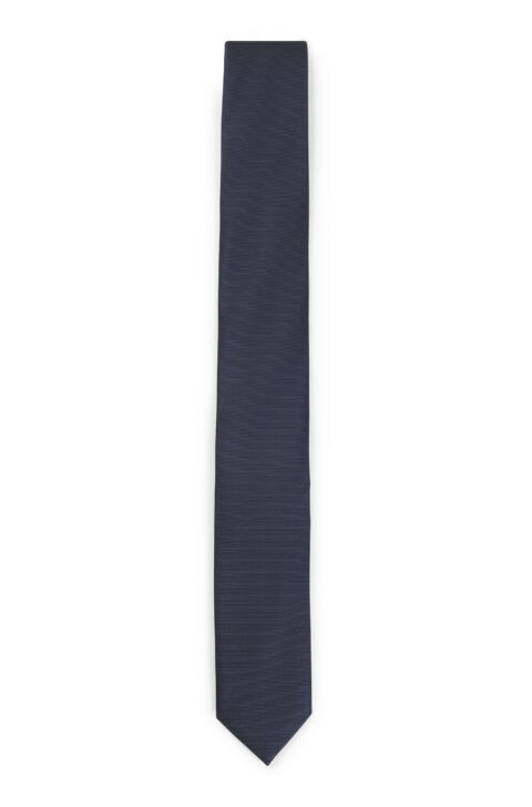 HUGO Tie cm 6 Γραβάτα 6 εκ. από μείγμα μεταξιού με ύφανση ζακάρ – Σκούρο μπλε