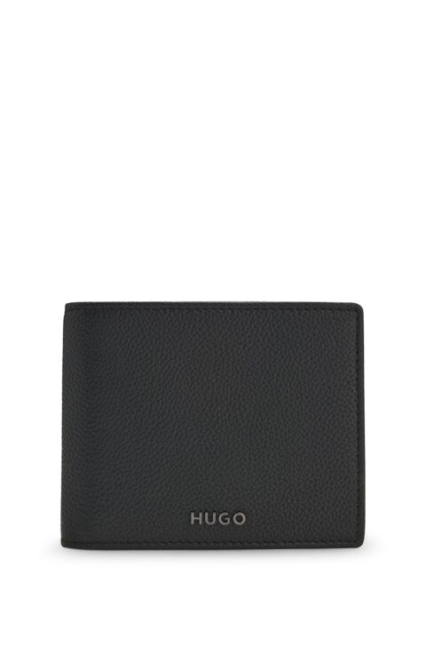 HUGO HUKE_Trifold Δερμάτινο πορτοφόλι – Μαύρο
