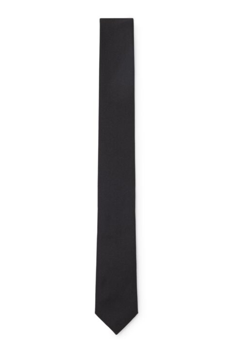 BOSS H-TIE CM 6 ONE Μεταξωτή γραβάτα 6 εκ. με ύφανση ζακάρ – Μαύρο