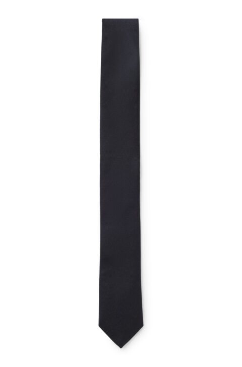 BOSS H-TIE CM 6 ONE Μεταξωτή γραβάτα 6 εκ. με ύφανση ζακάρ – Σκούρο μπλε
